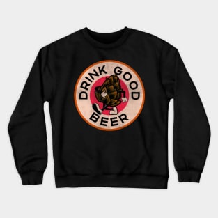 Retro Vintage Drink Good Beer Walking Hops Illustration Crewneck Sweatshirt